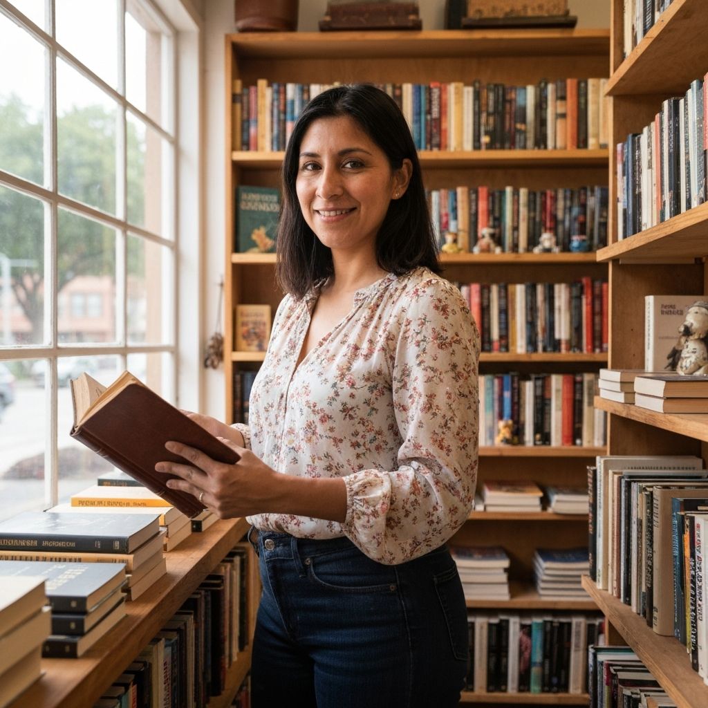 Mujer emprendedora en su pequeño negocio