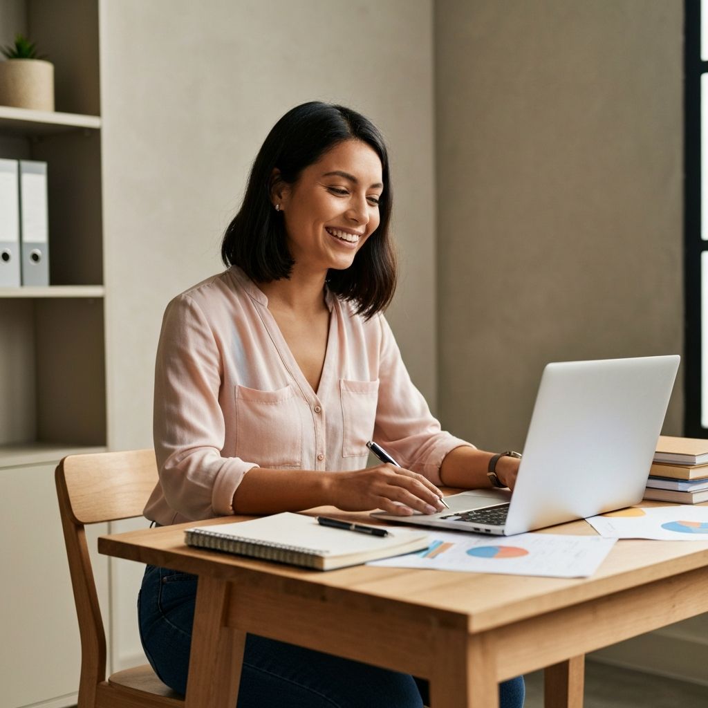Mujer hispana de mediana edad en su negocio