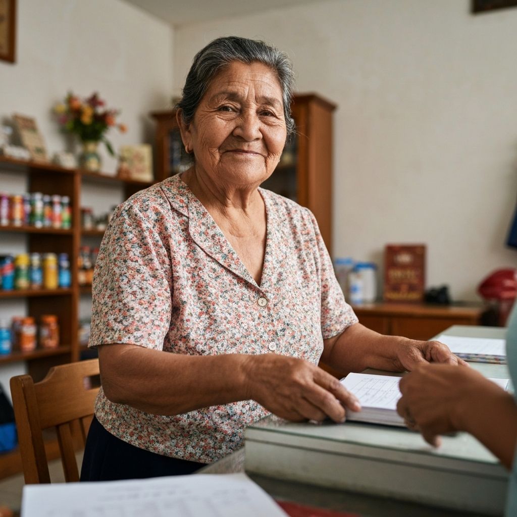 Mujer hispana mayor dueña de negocio